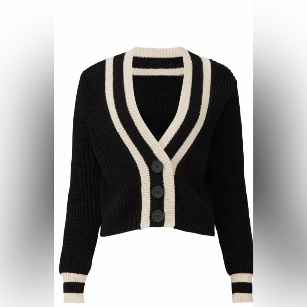 525 America Black & Cream Cropped Cardigan Sweater Size Small
